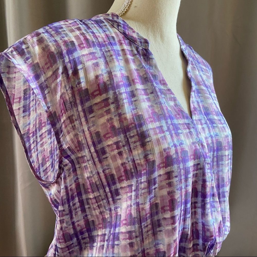 CAbi Eva Astor Purple Floral Peplum Blouse S - Picture 3 of 12
